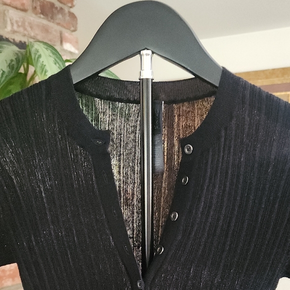 SKIMS Black Ribbed Long Sleeve Henley Top - Picture 3 of 14